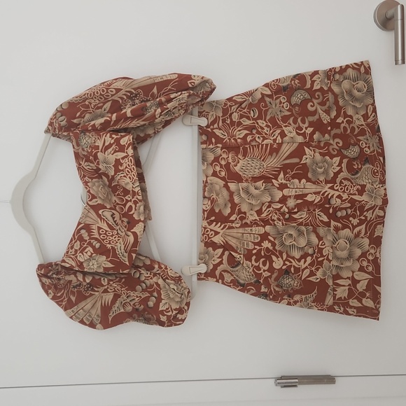 Rumer The Label Neve High Rise Mini Skirt Large Rust Floral - Picture 3 of 9